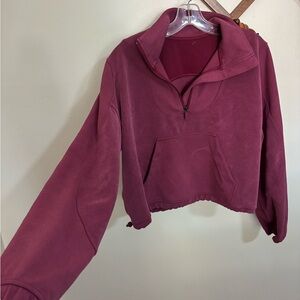 Lululemon Brushed Softstreme Ribbed Half Zip In Deep Luxe Berry Size 8